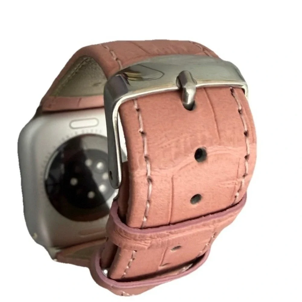 unbranded Unisex's Genuine Leather  Smartwatch Watch Band Pink Size 38-40 MM New